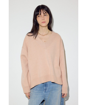 スウェットライクVネックニット