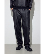 フェイクレザーラインパンツ