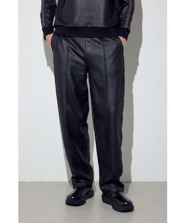 フェイクレザーラインパンツ