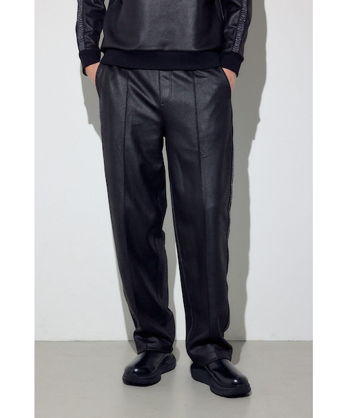 フェイクレザーラインパンツ