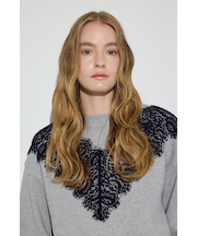 バイカラーレースクルーネックスウェット