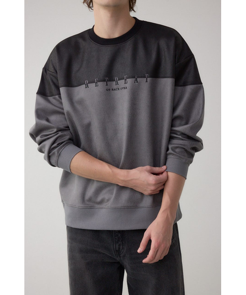 フェイクスエード切り替えトップス