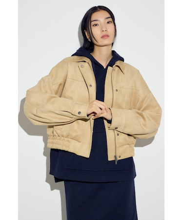 フェイクスエードショートブルゾン