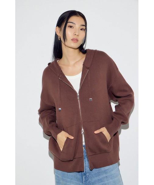 Wジップニットフーディー