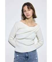 ドレープ長袖ニットトップス