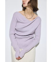 ドレープ長袖ニットトップス