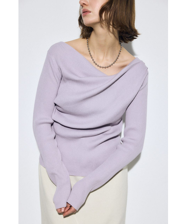 ドレープ長袖ニットトップス