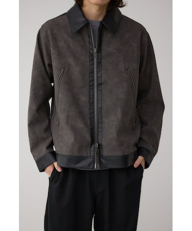 切替合皮ブルゾン