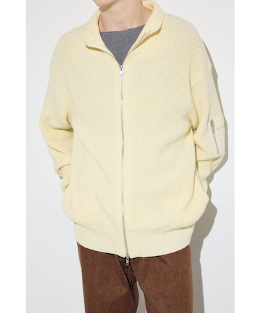 スタンドカラーWジップニット