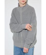 スタンドカラーWジップニット