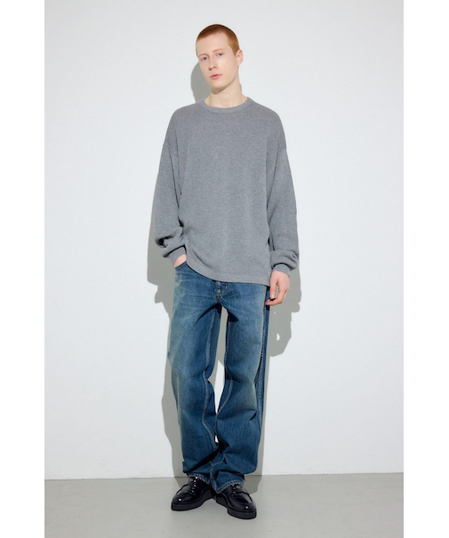 裏配色リネンミックスニットトップス