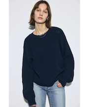 畔編みリラックスニットトップス