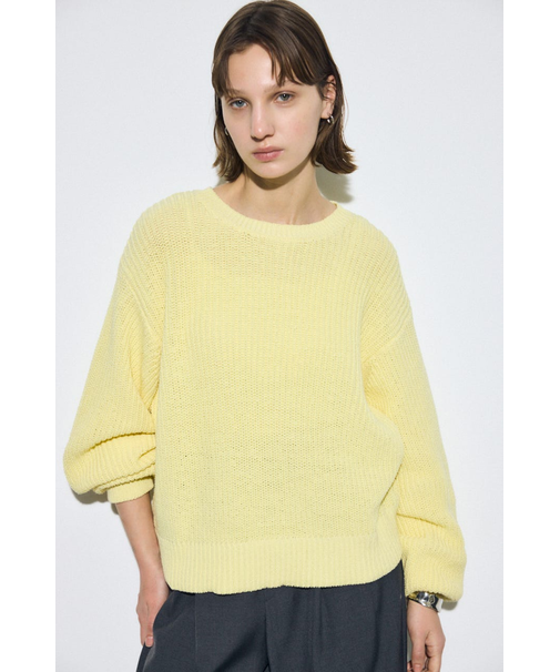 畔編みリラックスニットトップス