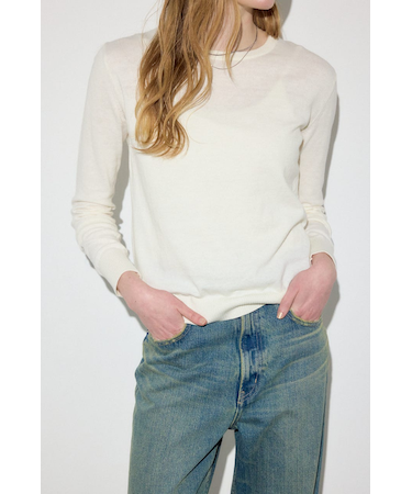 カシミヤミックスクルーネックニット