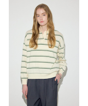 カシミヤミックスポロカラーボーダーニット