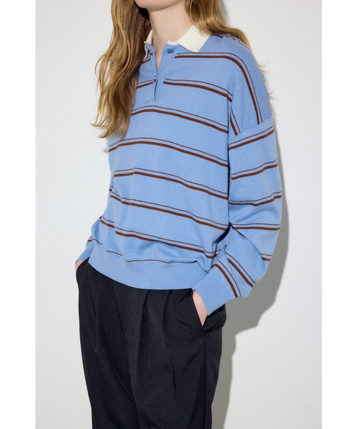 カシミヤミックスポロカラーボーダーニット