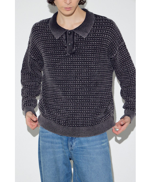 ヴィンテージウォッシュニットポロ