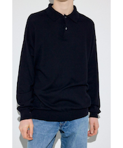 カシミヤミックスポロカラーニットトップス