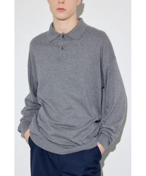 カシミヤミックスポロカラーニットトップス