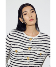 クルーネックツイードライクニットジャケット