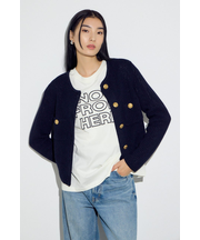 クルーネックツイードライクニットジャケット