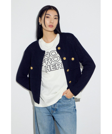 クルーネックツイードライクニットジャケット