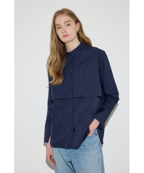 レイヤードバンドカラーシャツ