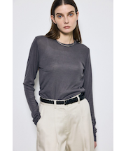 シアー素材ロングTシャツ