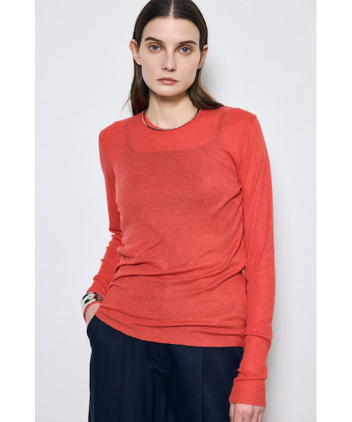 シアー素材ロングTシャツ