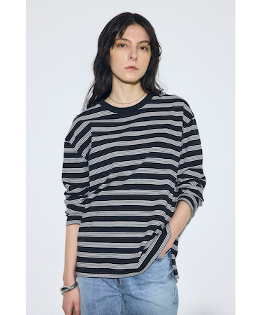 マルチボーダー長袖トップス