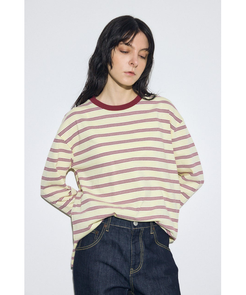 マルチボーダー長袖トップス