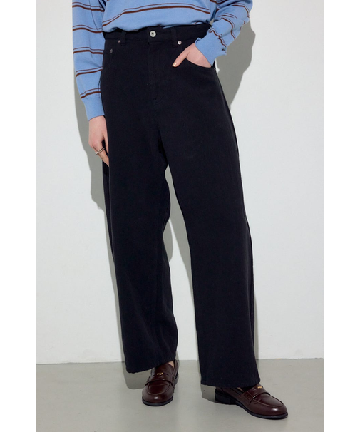 コットンリネンカーブワイドパンツ