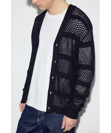 透かし編み柄変化カーディガン