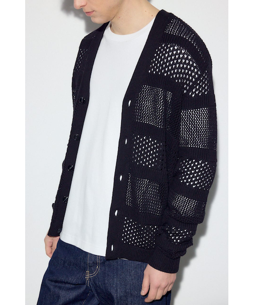 透かし編み柄変化カーディガン