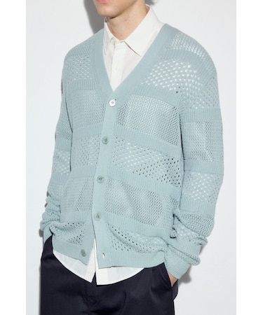 透かし編み柄変化カーディガン