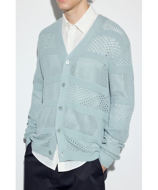 透かし編み柄変化カーディガン