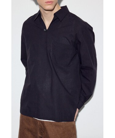 フレンチリネンCOOLMAXスキッパーシャツ