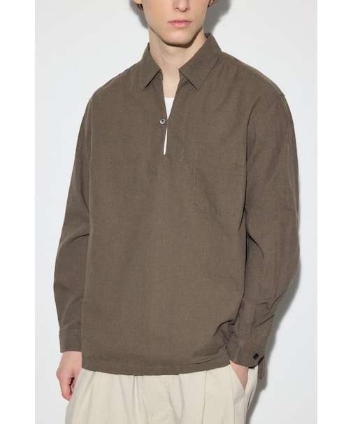 フレンチリネンCOOLMAXスキッパーシャツ