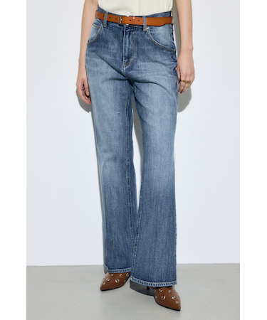 AZUL DENIM センタープレスフレアデニム