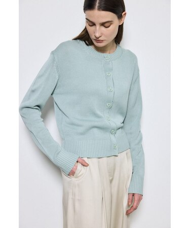 リネンタッチクルーネックニットカーディガン