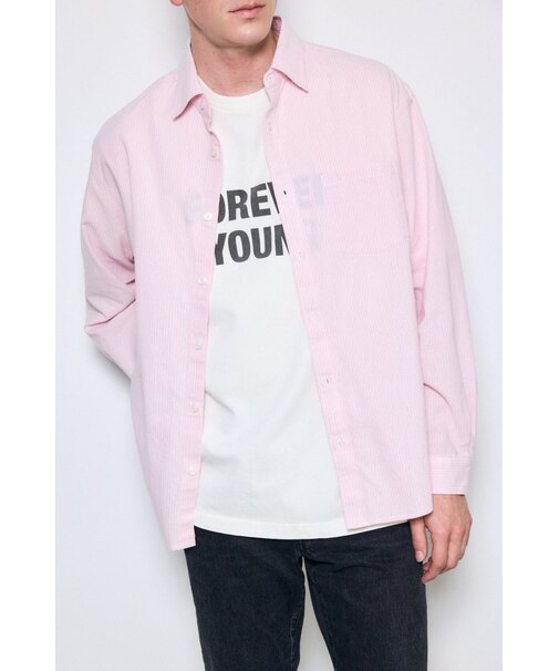 フレンチリネンCOOLMAXストライプシャツ