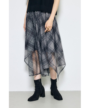 シアーチェックハンカチーフヘムスカート