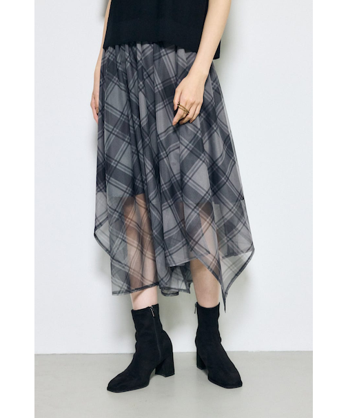 シアーチェックハンカチーフヘムスカート