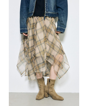 シアーチェックハンカチーフヘムスカート