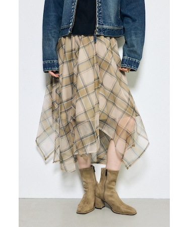 シアーチェックハンカチーフヘムスカート