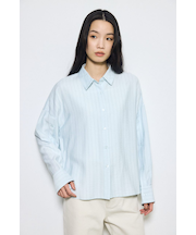 スリーブボタンストライプシャツ