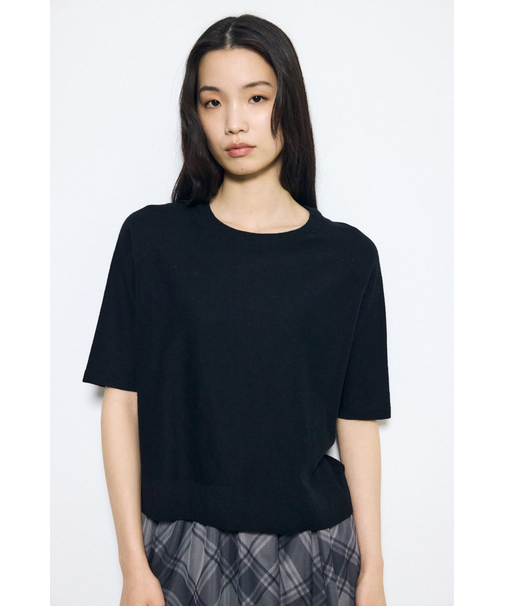 カシミヤミックスハーフスリーブニット