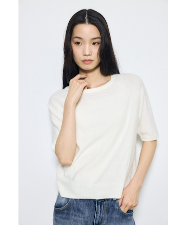 カシミヤミックスハーフスリーブニット