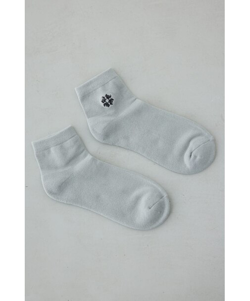 ワンポイント刺繍アンクルソックス