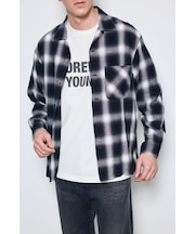 フレンチリネンオンブレーチェックシャツ